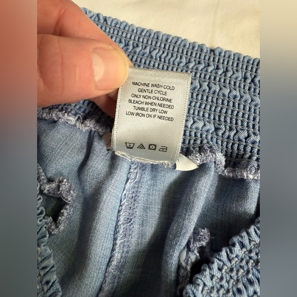 JOHN MARK Light Blue chambray smocked waist wide leg pants size S - Picture 8 of 11